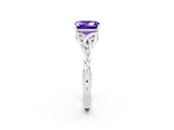 White gold Emerald Cut Tanzanite Solitaire Engagement Ring with Celtic Knot Band and Four-Prong Setting_2