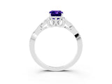 White gold Emerald Cut Tanzanite Solitaire Engagement Ring with Celtic Knot Band and Four-Prong Setting_3