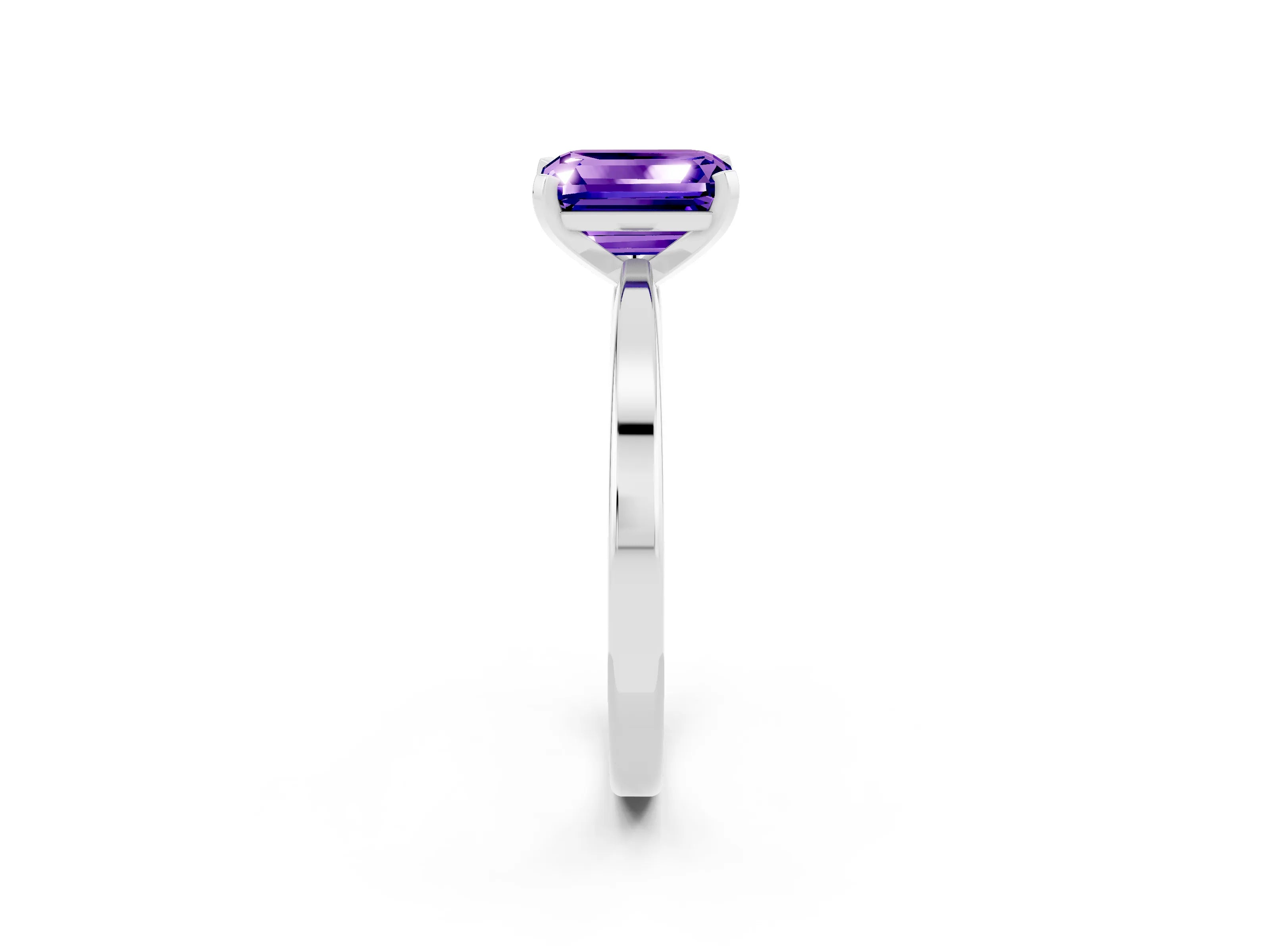White gold Emerald Cut Tanzanite Solitaire Engagement Ring with Classic Band and Four-Prong Setting_26
