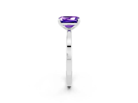White gold Emerald Cut Tanzanite Solitaire Engagement Ring with Classic Band and Four-Prong Setting_26