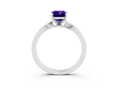White gold Emerald Cut Tanzanite Solitaire Engagement Ring with Classic Band and Four-Prong Setting_27