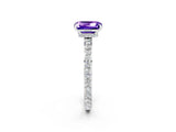 White gold Emerald Cut Tanzanite Solitaire Engagement Ring with Pavé Band and Four-Prong Setting_2