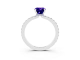 White gold Emerald Cut Tanzanite Solitaire Engagement Ring with Pavé Band and Four-Prong Setting_3