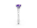 White gold Emerald Cut Tanzanite Solitaire Engagement Ring with Round Band and Four-Prong Setting_2
