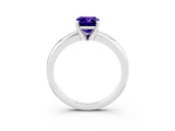 White gold Emerald Cut Tanzanite Solitaire Engagement Ring with Round Band and Four-Prong Setting_3