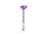 White gold Emerald Cut Tanzanite Solitaire Pavé Band with Four-Prong Setting_2