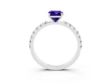 White gold Emerald Cut Tanzanite Solitaire Pavé Band with Four-Prong Setting_3