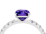 White gold Emerald Cut Tanzanite Solitaire Pavé Band with Four-Prong Setting_4