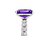 White gold Emerald Cut Tanzanite Solitaire Pavé Band with Four-Prong Setting_5