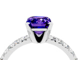 White gold Emerald Cut Tanzanite Solitaire Pavé Engagement Ring with Round Band and Prong Setting_70