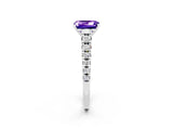 White gold Emerald Cut Tanzanite Solitaire Ring with Cathedral Setting and Pavé Band_2