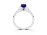 White gold Emerald Cut Tanzanite Solitaire Ring with Cathedral Setting and Pavé Band_3