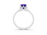 White gold Emerald Cut Tanzanite Solitaire Ring with Flower Prong Setting and Classic Band_27