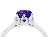 White gold Emerald Cut Tanzanite Solitaire Ring with Flower Prong Setting and Classic Band_28