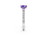 White gold Emerald Cut Tanzanite Solitaire Ring with Pavé Accents and Four-Prong Setting_2