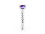 White gold Emerald Cut Tanzanite Solitaire Ring with Pavé Band and Four-Prong Setting_26