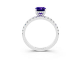 White gold Emerald Cut Tanzanite Solitaire Ring with Pavé Band and Four-Prong Setting_27