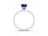 White gold Emerald Cut Tanzanite Solitaire Ring with Pave Band and Four Prong Setting_27