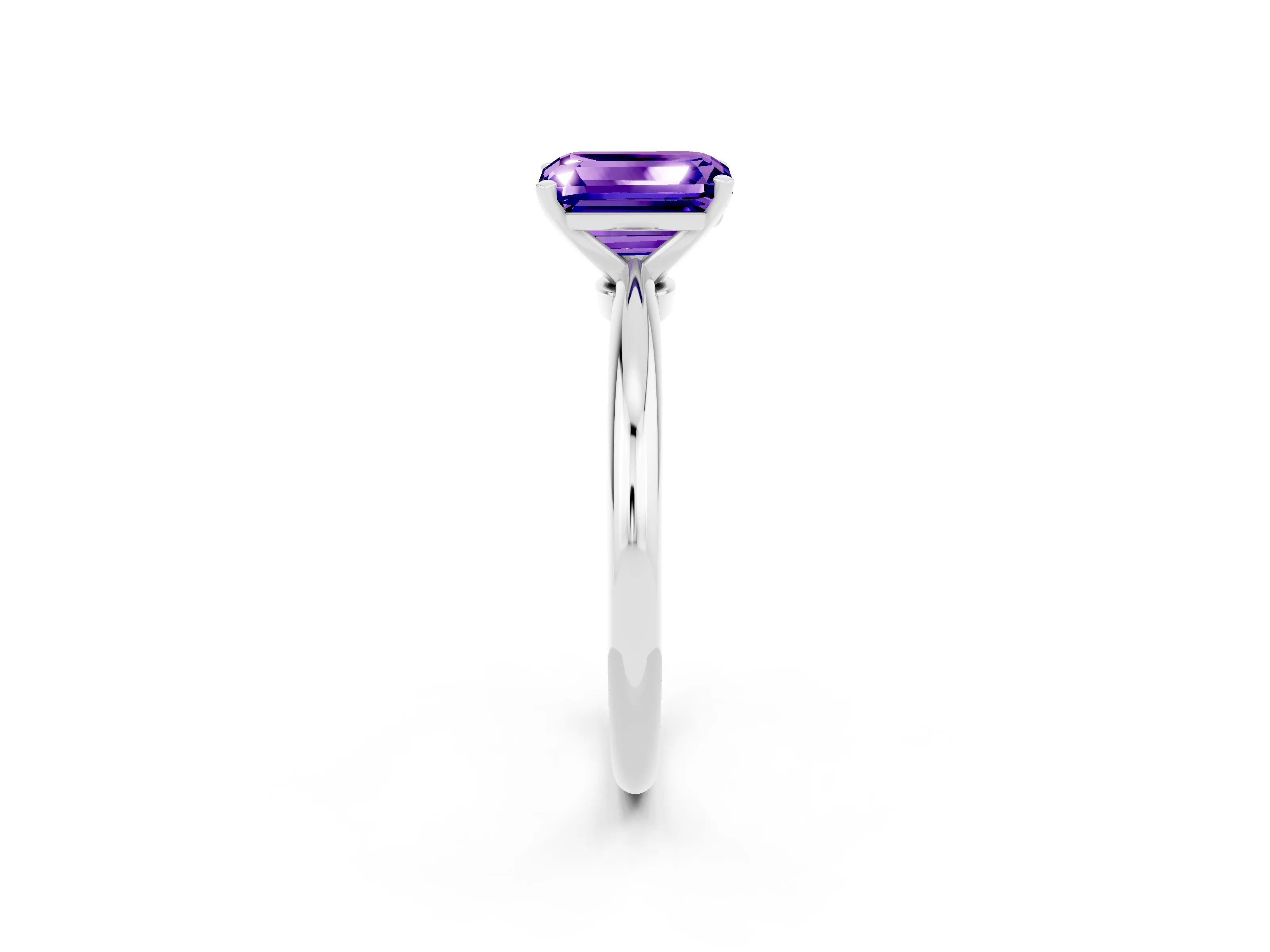 White gold Emerald Cut Tanzanite Solitaire Ring with Six-Prong Setting and Classic Band_38