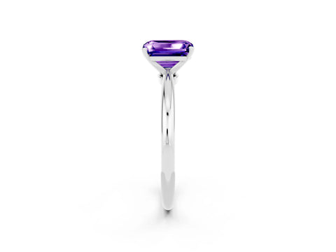 White gold Emerald Cut Tanzanite Solitaire Ring with Six-Prong Setting and Classic Band_38