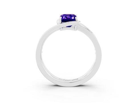 White gold Emerald Cut Tanzanite Solitaire Ring with Split Shank and Prong Setting_3