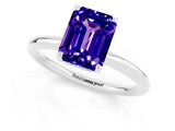 White gold Emerald Cut Tanzanite Solitaire Ring with Thin Band and Four-Prong Setting_13