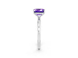 White gold Emerald Cut Tanzanite Solitaire Ring with Thin Band and Four-Prong Setting_14