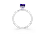 White gold Emerald Cut Tanzanite Solitaire Ring with Thin Band and Four-Prong Setting_15