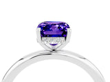 White gold Emerald Cut Tanzanite Solitaire Ring with Thin Band and Four-Prong Setting_16