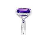 White gold Emerald Cut Tanzanite Solitaire Ring with Thin Band and Four-Prong Setting_17