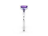 White gold Emerald Cut Tanzanite Solitaire Ring with Thin Band and Prong Setting_14