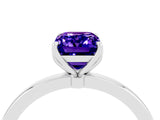 White gold Emerald Cut Tanzanite Solitaire Ring with Thin Band and Prong Setting_16