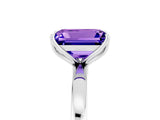 White gold Emerald Cut Tanzanite Solitaire Ring with Thin Band and Prong Setting_17