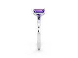 White gold Emerald Cut Tanzanite Solitaire Ring with Thin Band and Prong Setting_38