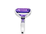 White gold Emerald Cut Tanzanite Solitaire Ring with Thin Band and Prong Setting_41