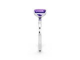 White gold Emerald Cut Tanzanite Solitaire Ring with Thin Band and Prong Setting_44