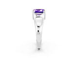 White gold Emerald Cut Tanzanite Solitaire Ring with Wide Band and Prong Setting_2