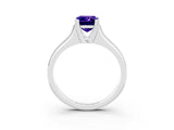 White gold Emerald Cut Tanzanite Solitaire Ring with Wide Band and Prong Setting_3