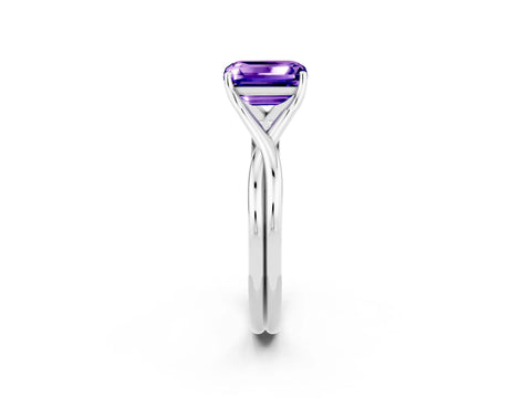 White gold Emerald Cut Tanzanite Solitaire Twist Band Prong Setting Ring_38