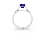 White gold Emerald Cut Tanzanite Solitaire Twist Band Prong Setting Ring_39