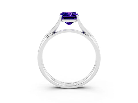 White gold Emerald Cut Tanzanite Solitaire Twist Band Prong Setting Ring_39