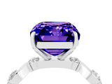 White gold Emerald Cut Tanzanite Solitaire Twisted Band with Round  Accents and Prong Setting_16