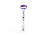White gold Emerald Cut Tanzanite Solitaire with Side Baguettes and Channel Set Band_2