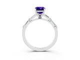 White gold Emerald Cut Tanzanite Solitaire with Side Baguettes and Channel Set Band_3