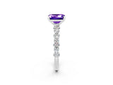 White gold Emerald Cut Tanzanite Solitaire with Side Stones, Pave Band, Four-Prong Setting_50