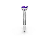White gold Emerald Cut Tanzanite Split Shank Engagement Ring with Pavé Band_2