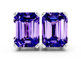 10K White Gold 5.20 Carat Emerald Tanzanite Stud Earrings