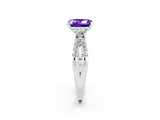 White gold Emerald Cut Tanzanite Three-Stone Ring with Pavé Split Shank and Four-Prong Setting_2