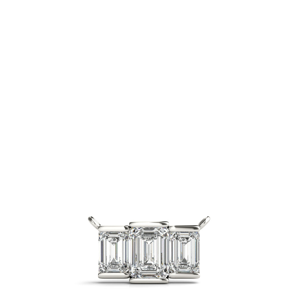 White gold Emerald Cut Three-Stone Bar Pendant with Bar Prong Setting 1