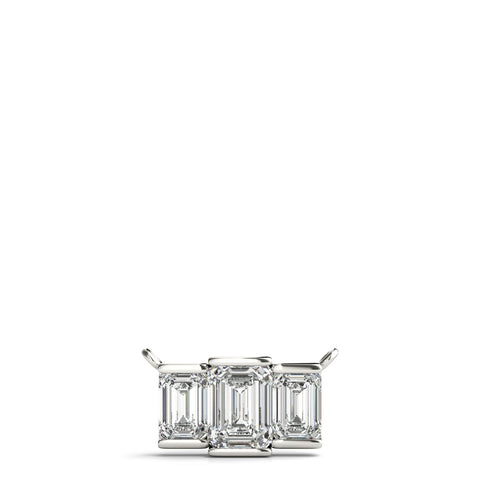 White gold Emerald Cut Three-Stone Bar Pendant with Bar Prong Setting 1
